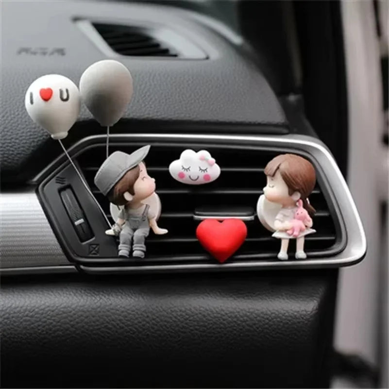 Car Decoration Cute Cartoon Balloon Couples Action Figure Figurines