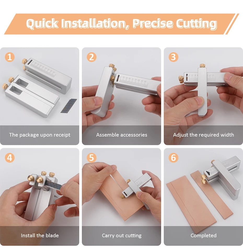 QJH Adjustable Faux Leather Strip Precision Cutting Tool, for DIY Handheld Cutting Belt, Watch Bands & Luggage Straps Craft Tool