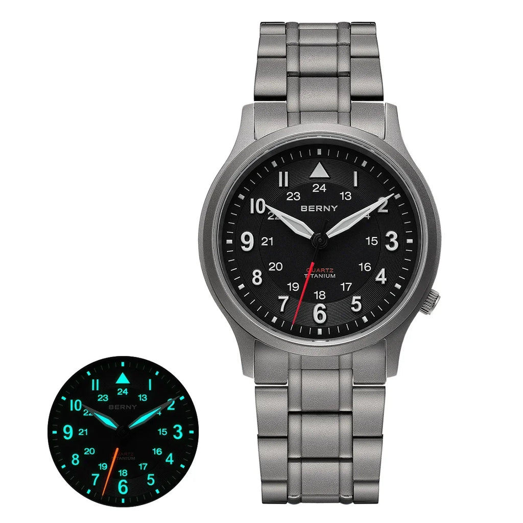 Berny Full Titanium Watches for Men Outdoor Quartz Men's