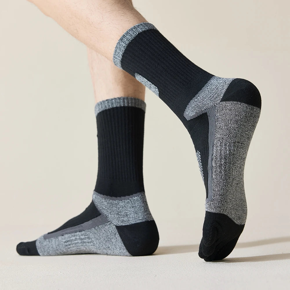 3 Pairs Fleece Toe Socks Men Autumn Winter Warm Five Finger Socks Man High Quality Cotton Sports Crew Socks Running