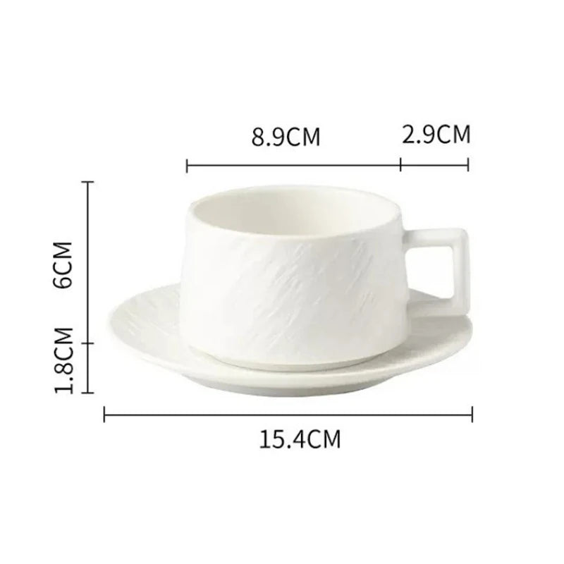 250ML Japanese Style Rock Sand Ceramic Coffee Cup Set Exquisite Afternoon Flower Tea Mug Hotel High-end Restaurant Coffee Cup