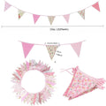 33Ft Floral Fabric Bunting Banner Cotton Rustic Flowers Triangle