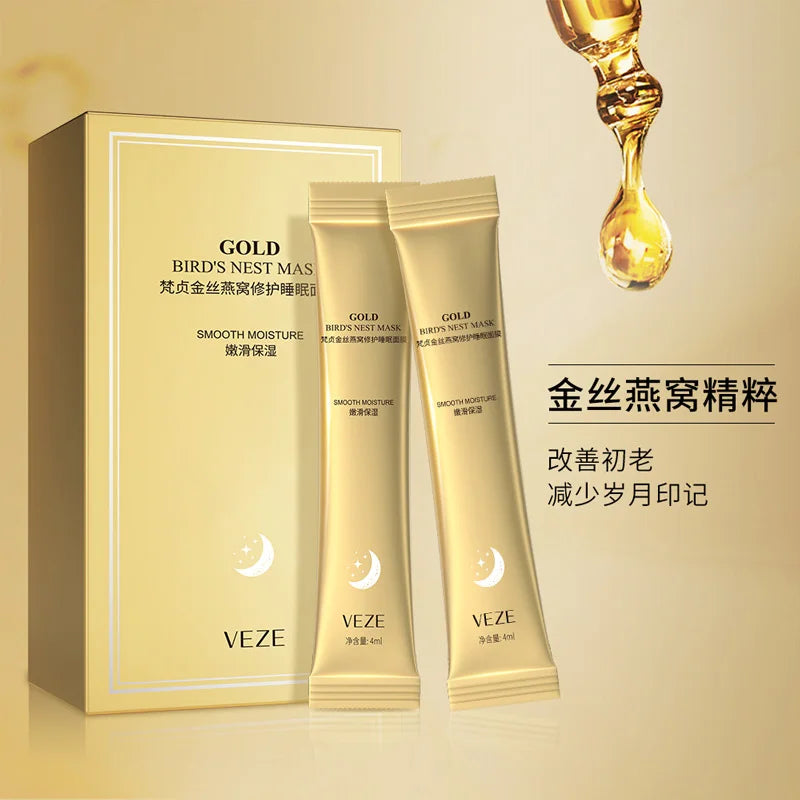 20Pcs Golden Silk Bird'S Nest Sleeping Mask Moisturizing And Hydrating Brightening Complexion Facial Mask Facial Skin Care