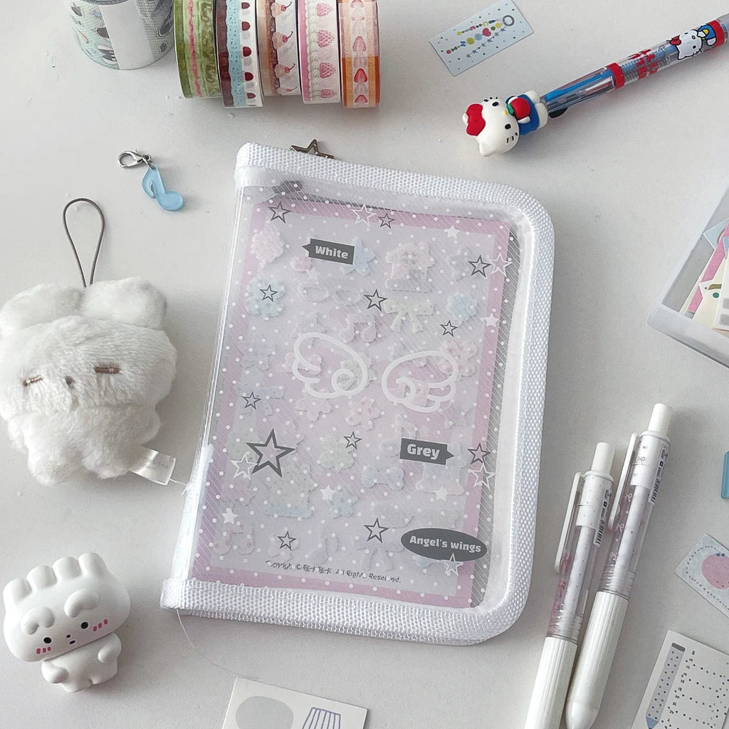 Cute A6 Stationery Storage Folder File PP Twill Zipper