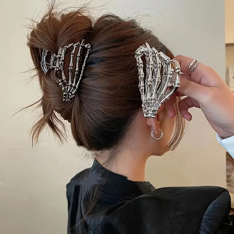 Retro Y2K Skull Shaped Hair Claw Clip - Solid Color Hair Claw Clip