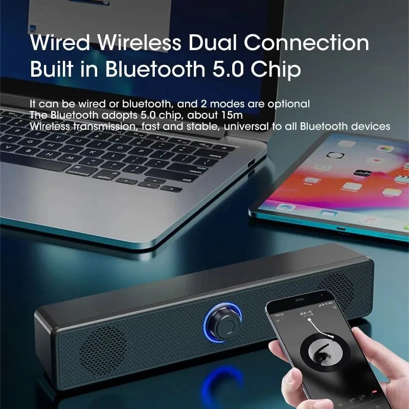 Soundbar Computer PC TV Laptop Desktop Wired Wireless Bluetooth