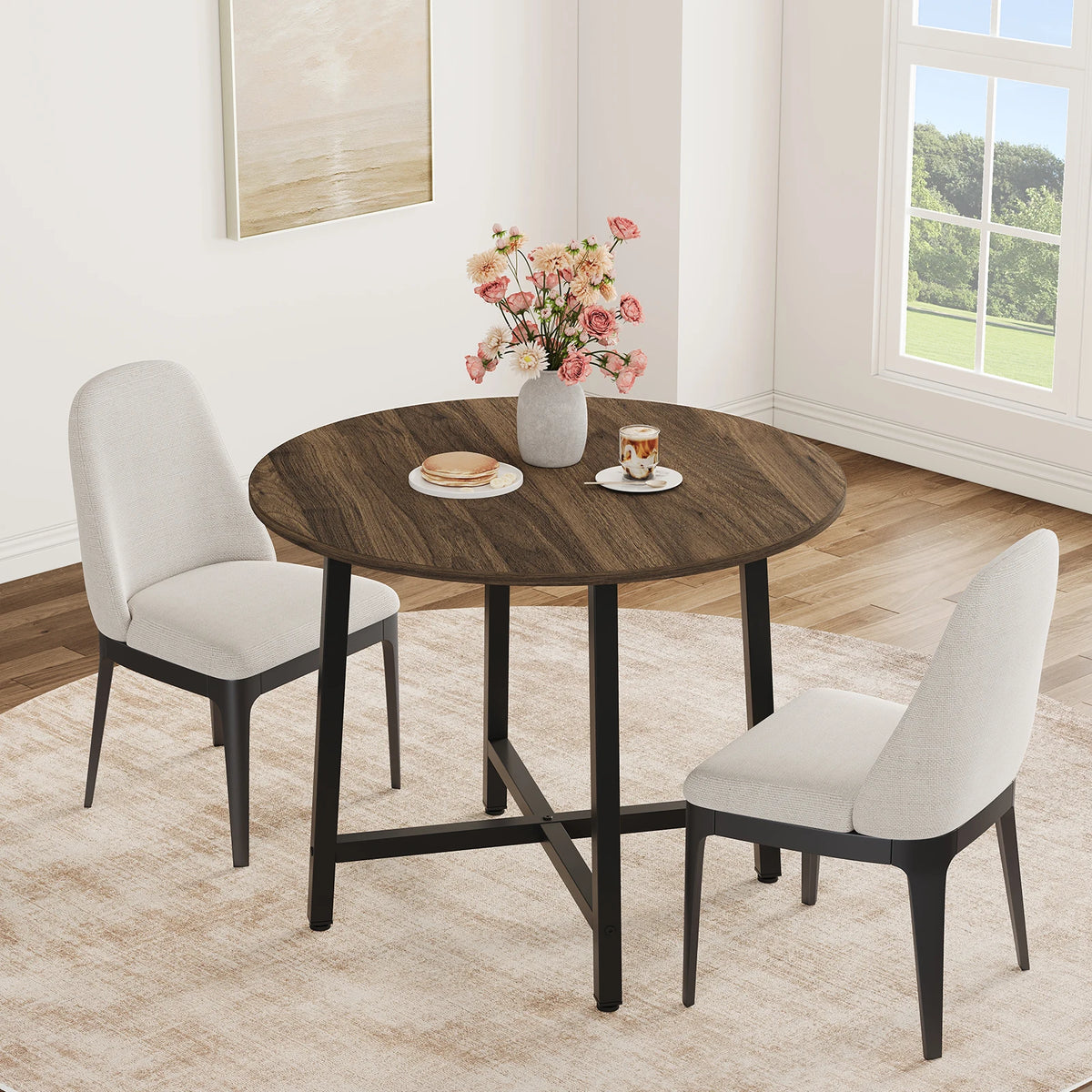 31.5/47.2 Inch Round Dining Table For 2-4