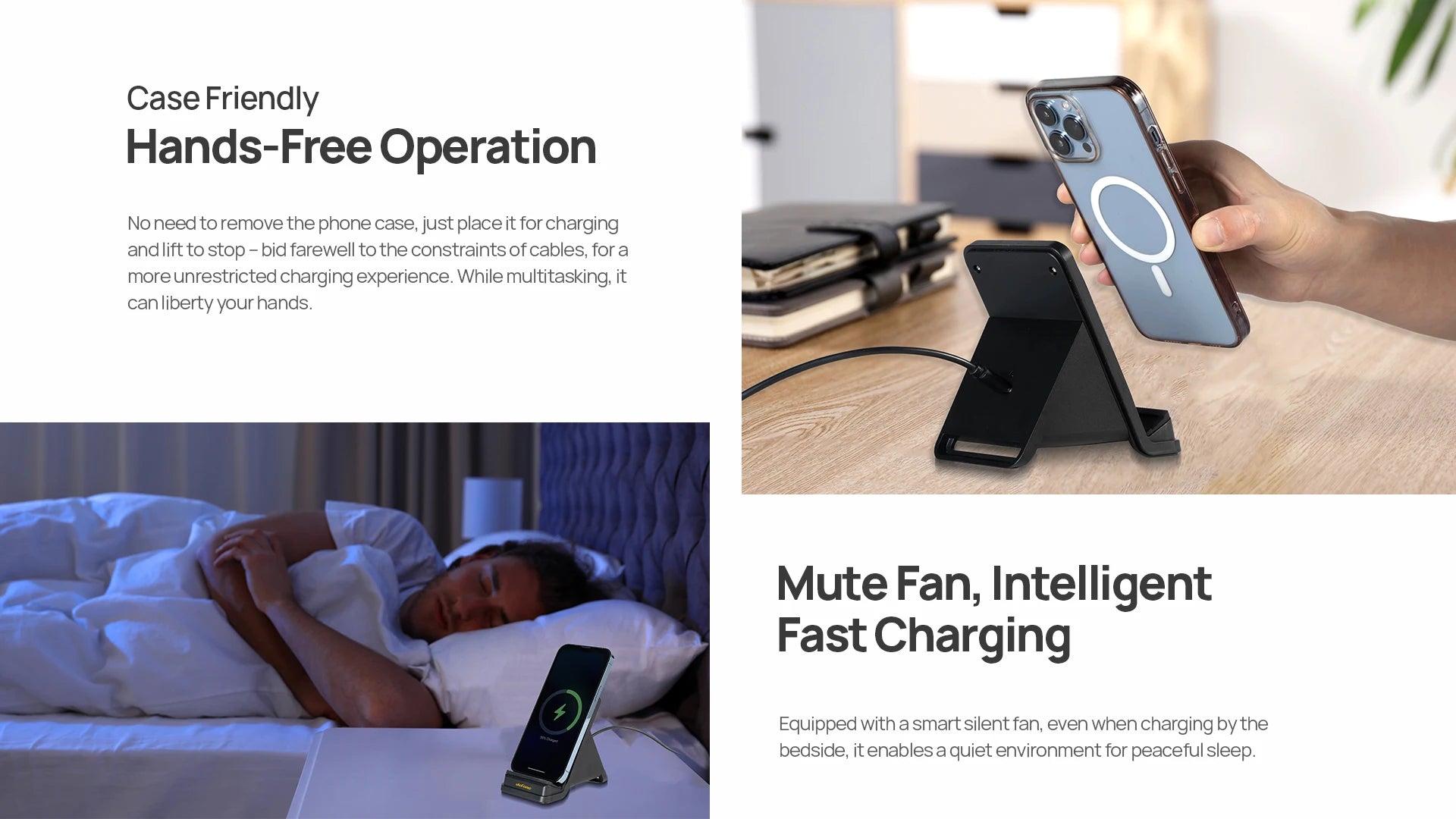 Ulefone WCS01 50W Air-cooled Wireless Charger Stand Ulefone Wireless Charging Phone Holder