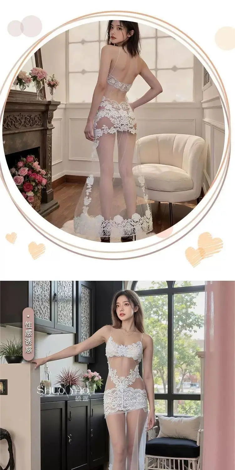 Holiday perspective lace lace mesh sexy beach dress bikini swimsuit INS premium long dress