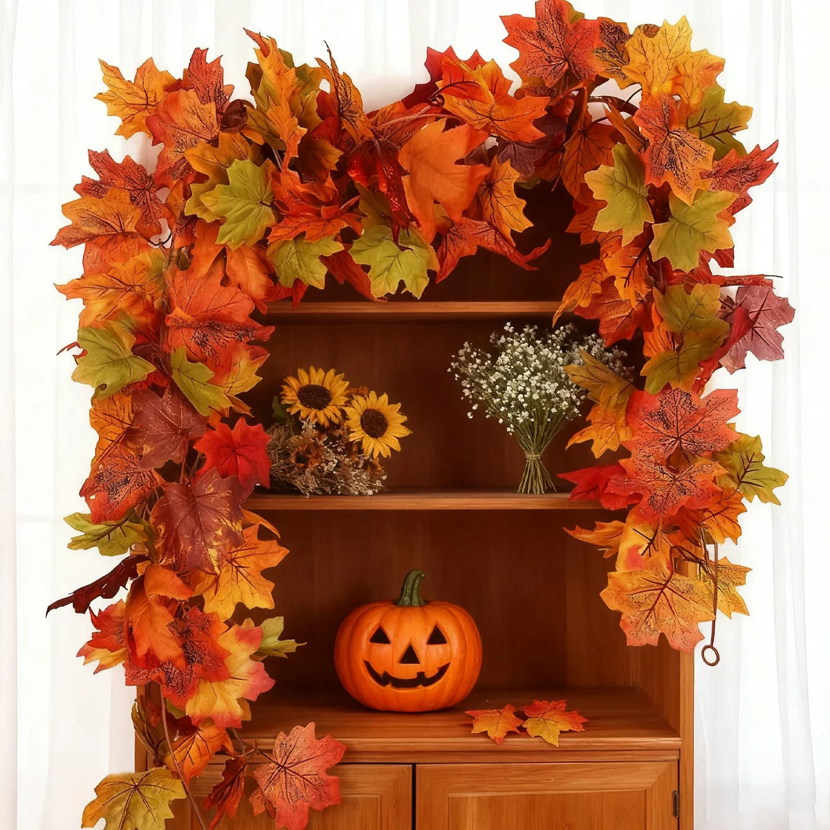 ﻿ Artificial Maple Leaf Vine Wreath Wall Hanging