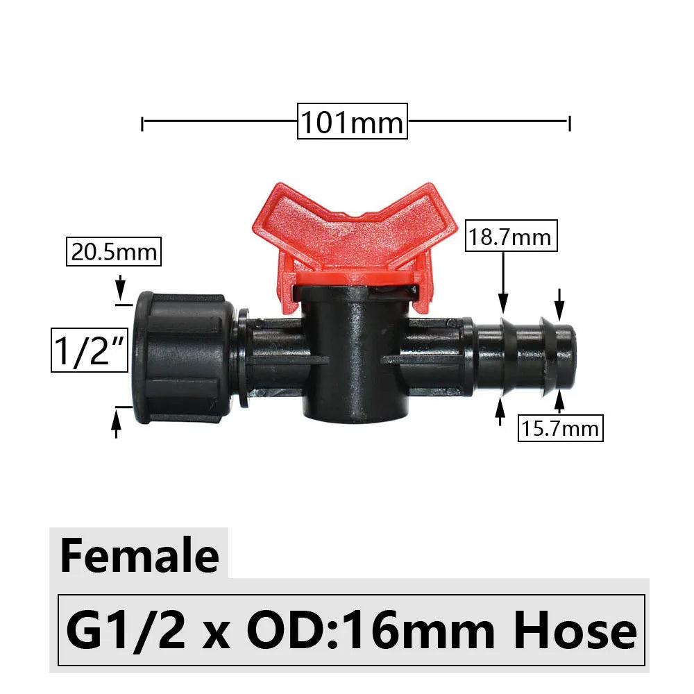 4/8/10/12/16/20/25mm Hose Barbed Mini Valve Garden Tap Barb Connectors With 1/2 3/4 Inch Thread Drip Irrigation System Fitting