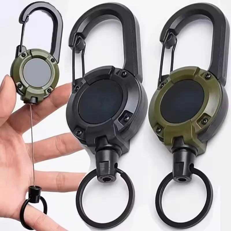 Retractable Heavy Duty Pull Reel Carabiner Strong Steel Wire