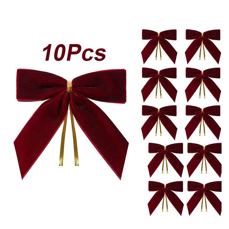 10/20Pcs Velvet Bows For Christmas Tree Decor Wreath Garland Velvet Bow With Twist Tie Christmas Velvet Bows Christmas Holiday