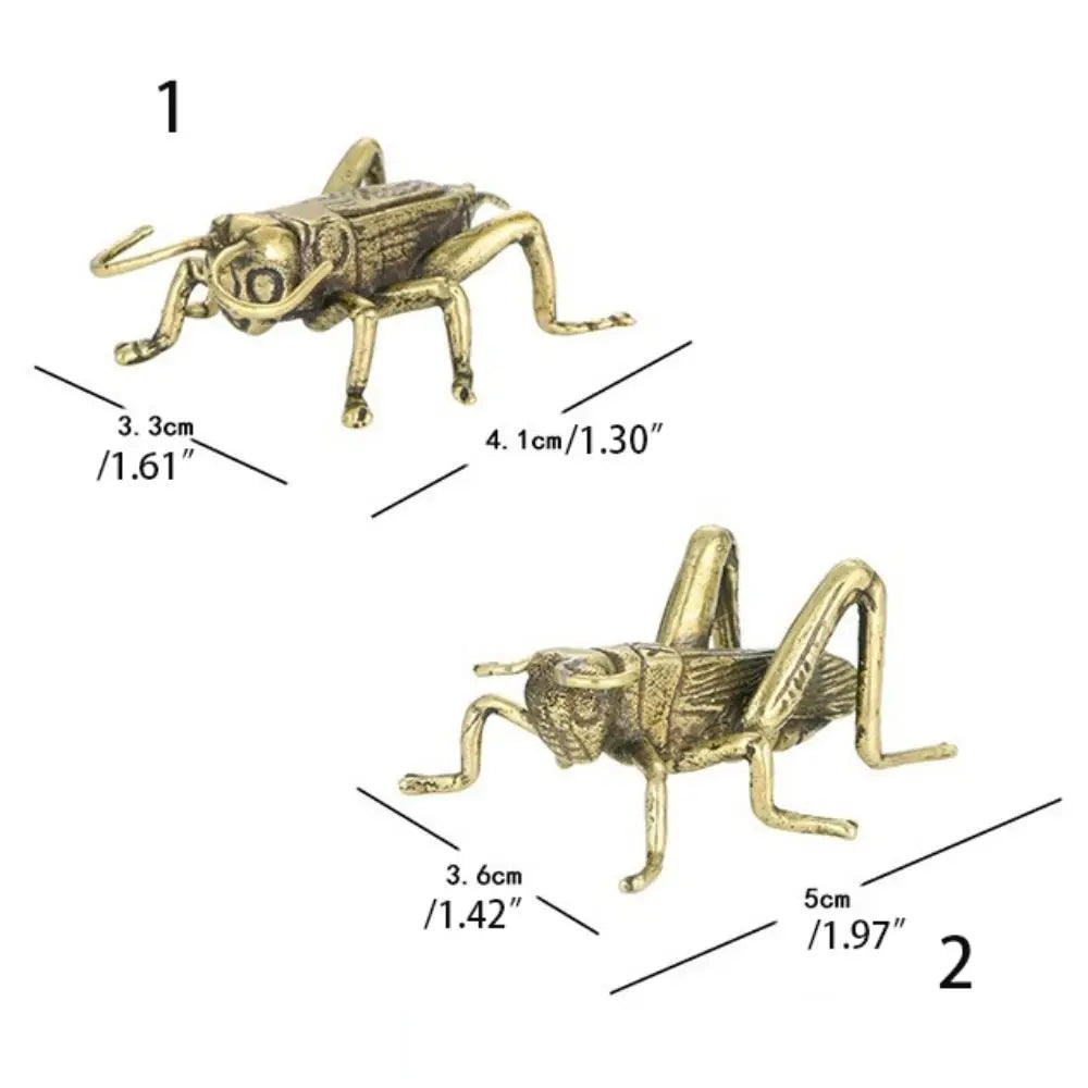 Soild Brass Cricket Figurines Miniatures Desktop Ornaments Tricky Spoof Insect Toy Retro Animal Small Statue Crafts Decorations