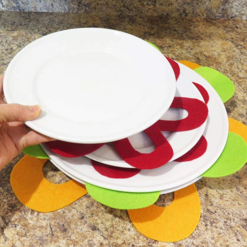 6Pcs Flower-Shaped Pots Pans Separator Scratchproof Protectors for Table Pots and Pans Separator Placemat Kitchen Tools