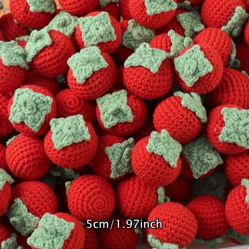 1pc Finished Handmade Knitted Fruit Pendant Crocheted Wool Strawberry Orange Bag Car Key Ring Pendant Handbag Charms Gifts