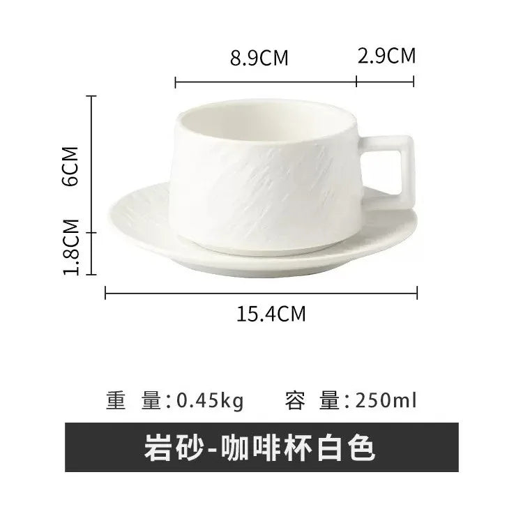 250ML Japanese Style Rock Sand Ceramic Coffee Cup Set Exquisite Afternoon Flower Tea Mug Hotel High-end Restaurant Coffee Cup