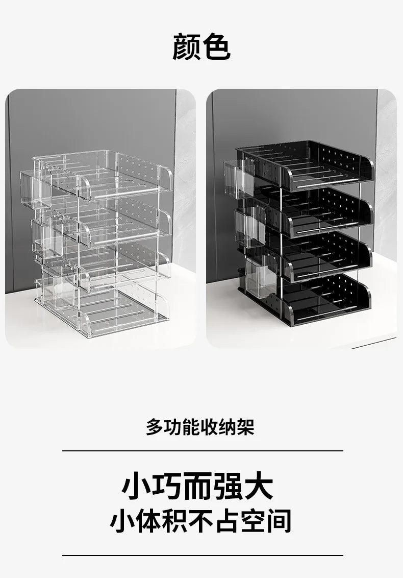 File Organizer Desktop File Storage Clear Transparent Multi-layer Stackable Rack Office Desk Organizer for Home or Office Use