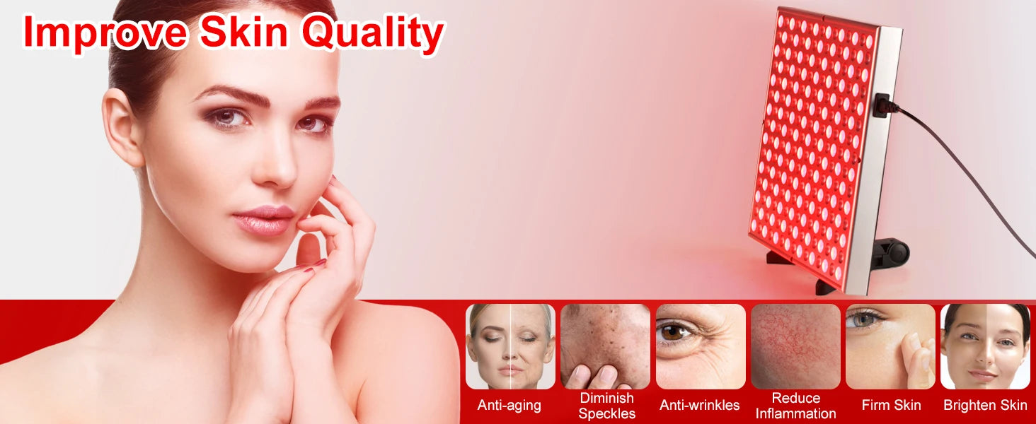 LED Red Light Therapy Panel Lamp for Facial Anti Aging Skin Care Beauty 225 LED Light Body Pain Relief Physical Therapy Tools