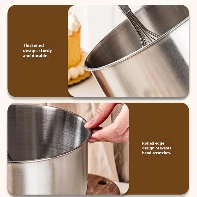 1Pc Multi-Purpose Stainless Steel Bowl - Deep Mixing Basin for Baking Cake Egg Beater Salad, Fruit Storage Kitchen Cooking Tool