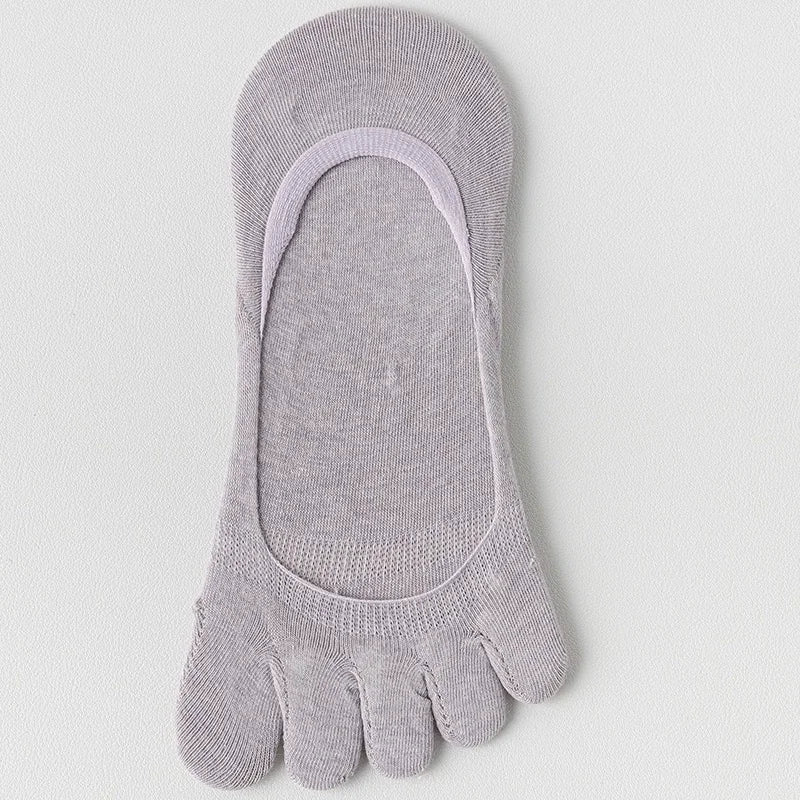 1 Pairs Summer Women Five Finger Socks Pure Cotton Candy Color Thin Breathable Silicone Anti-slip Split-Toe Shallow Boat Socks