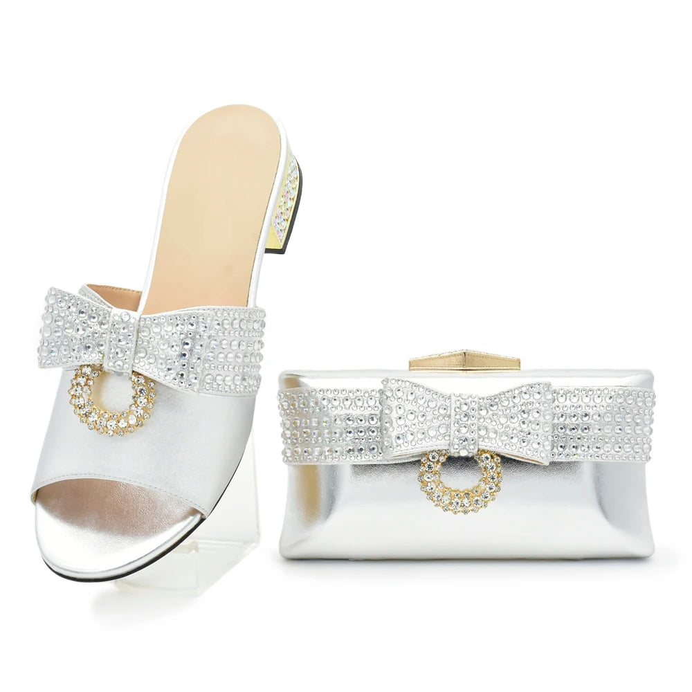 Rhinestone Matching Shoes and Bag Set