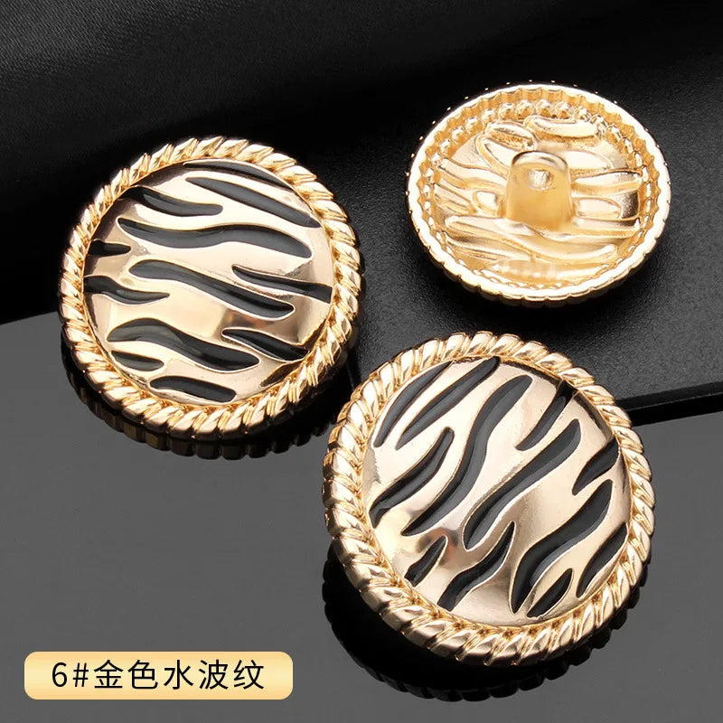Vintage Gold Black Round Metal Shank Buttons for Diy Craft Handmade Clothing Coat Suit Sweater Scrapbooking Sewing Supplies