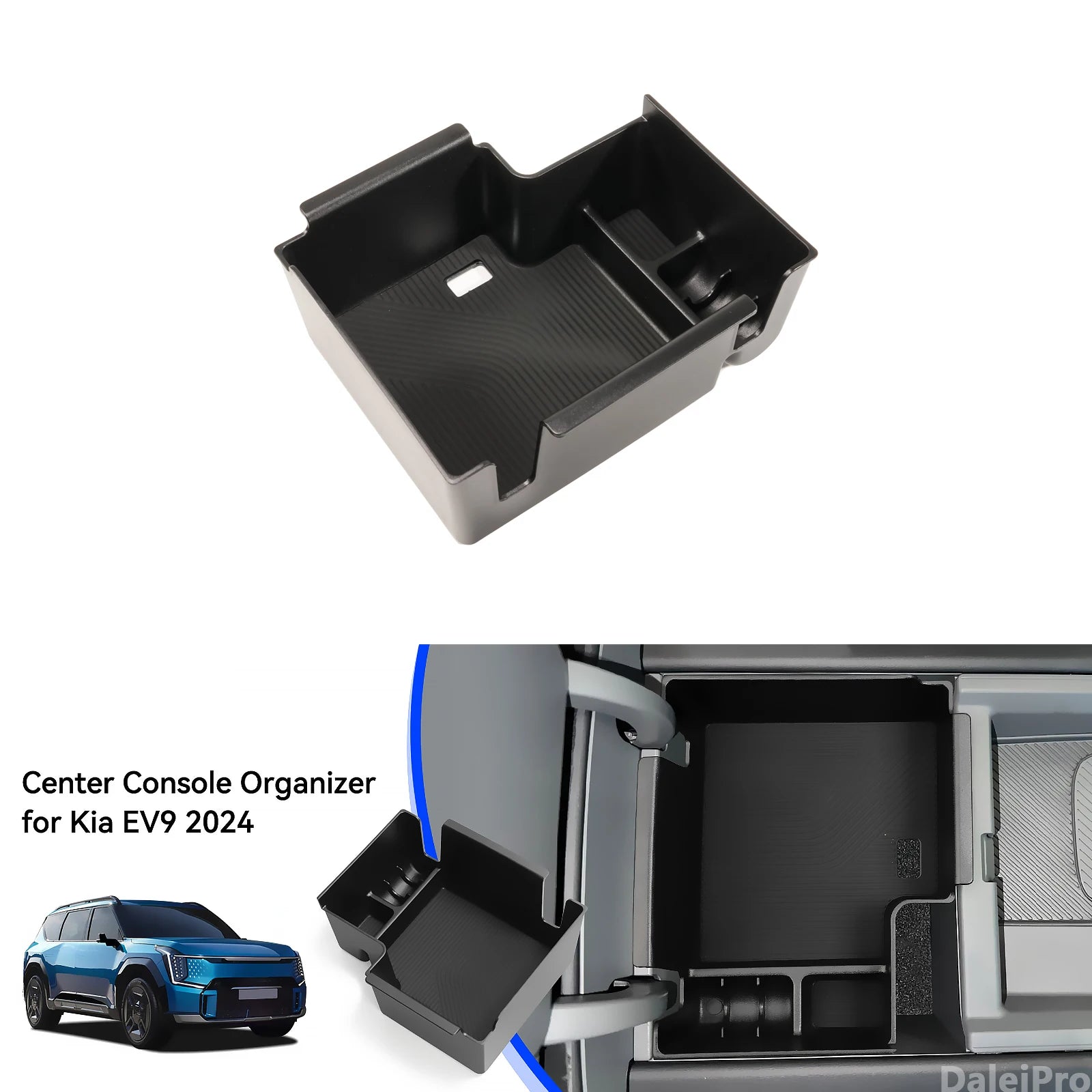 Car Armrest Storage Box Lower Center Console Organizer Cup Holder Storage Box Wireless Charger Panel Mat For KIA EV9 2024 2025