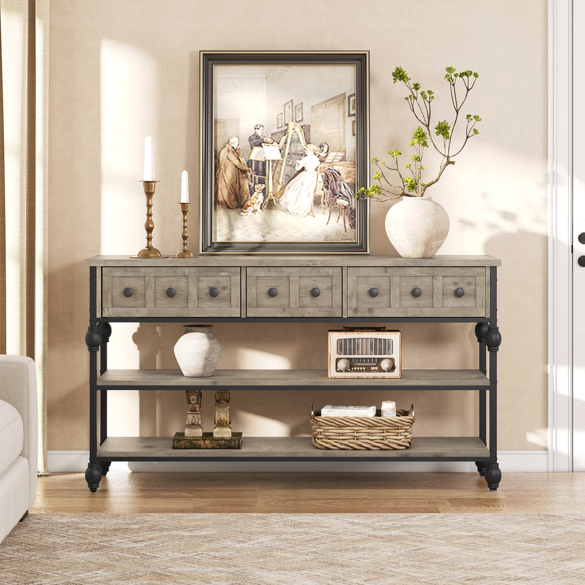 GarveeLife Farmhouse 52" Narrow Console Table