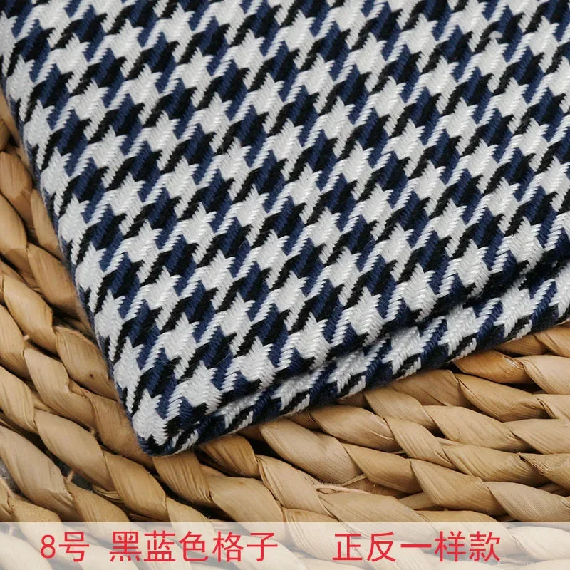 High-end Thousand Bird Grid Sofa Fabric Thickening Plaid Cotton Linen Cloth Tablecloth Pillow Cushion Cover Handmade DIY Fabric