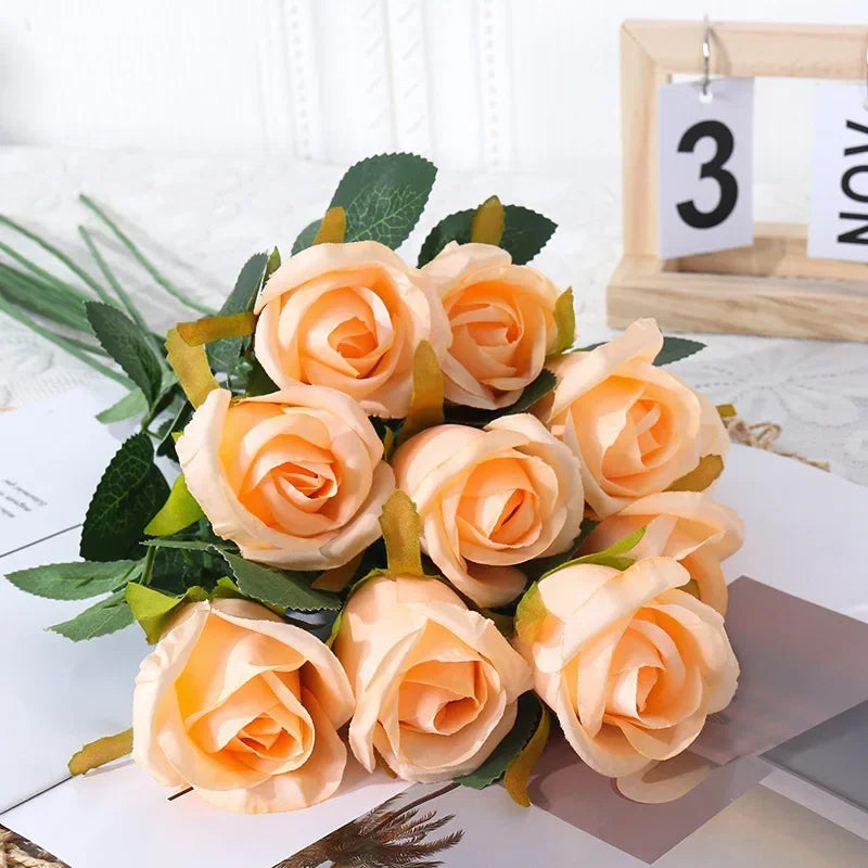 Simulated Single Rose Living Room Dining Table Decoration Artificial Flower Ornaments Wedding Decoration Home Decor