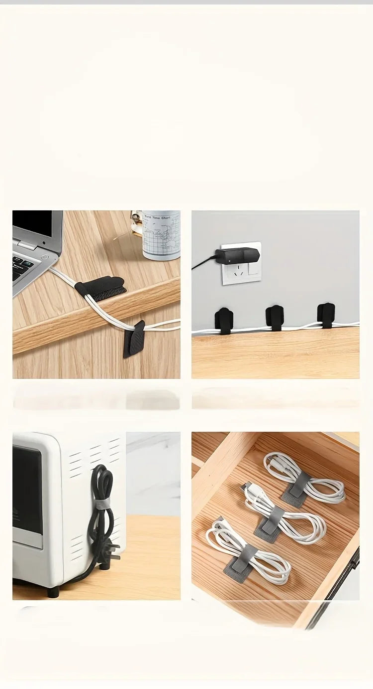 20pcs Nylon Cable Management Clips - Black & White, Desk Organizer for Data and Computer Cables desktop organizer office