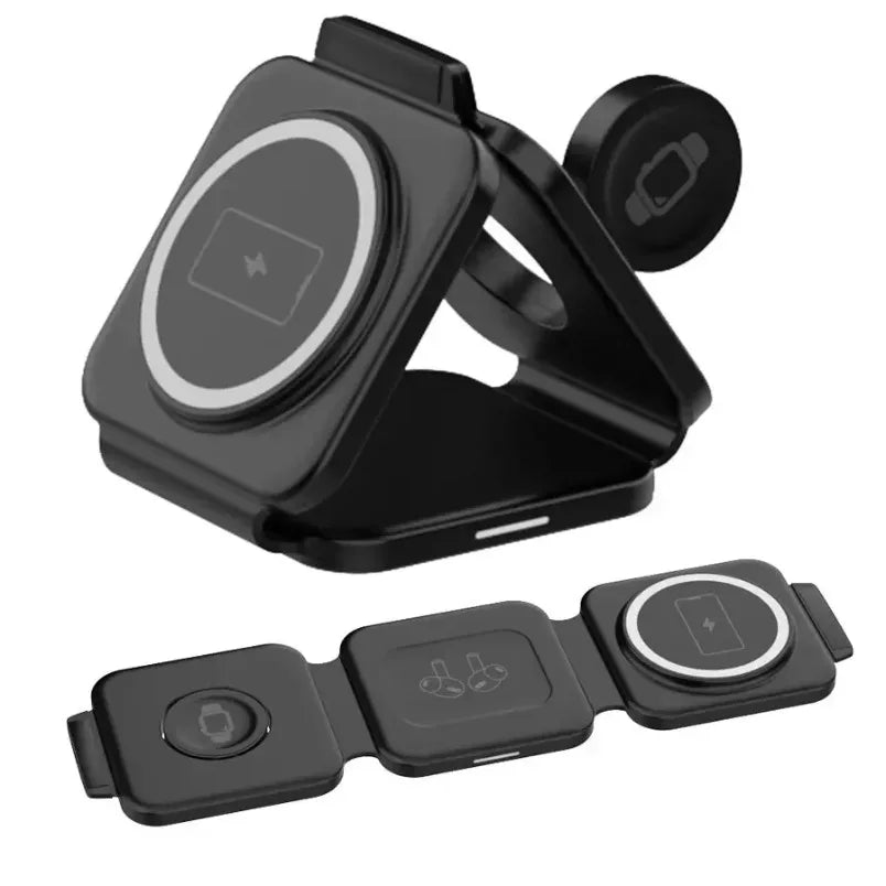 3 In 1 Magnetic Wireless Charger 30W Fast Charging Station Pad Foldable Phone Chargers Stand for iPhone 16-12 IWatch 8 7