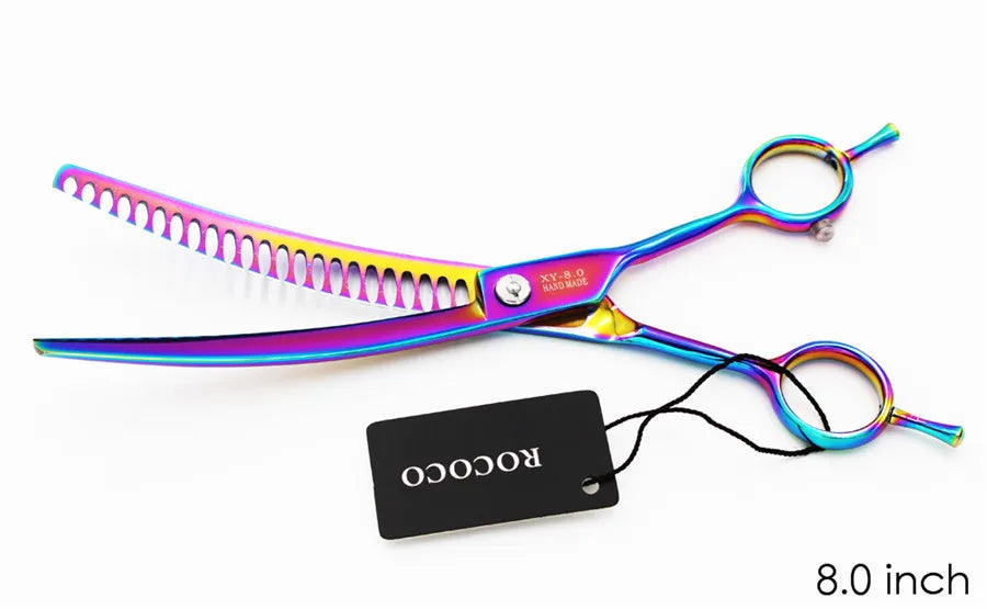 Professional 8 inch 7 inch 6.5" High Quality Pet Dog Grooming Scissors Curved Shark Thinning Shears Cat Dog Barber Scissors