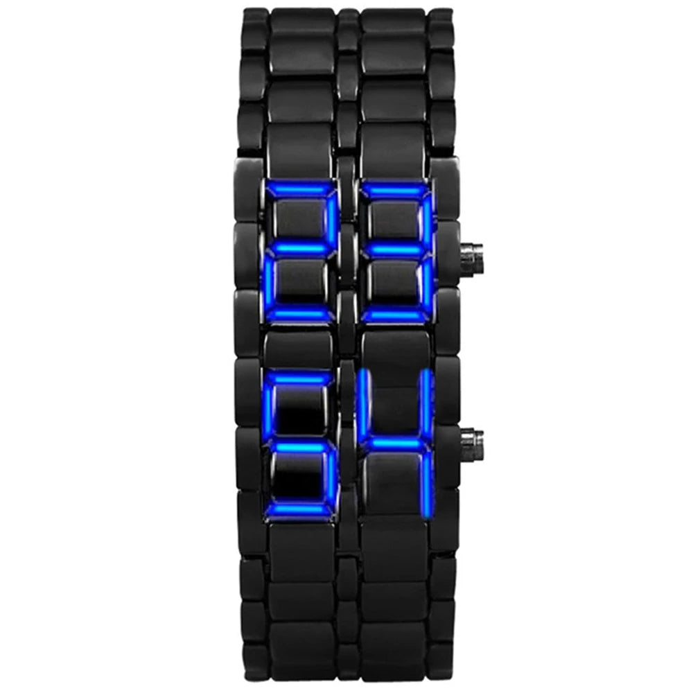 Fashion Mens Digital Lava Wrist Watch Men Black Full Metal Red