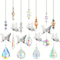 7 Pieces Crystals Suncatcher Butterfly Sun Catchers Colorful Crystal Chandelier Pendant Hummingbird Wall Hanging Tree Window