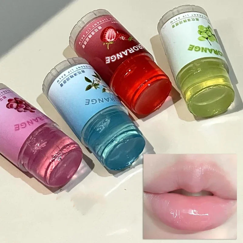 Peach Lychee Fruity Lip Balm Moisturizing Anti-Dry Anti Crack Clear Crystal Lip Balm Lip Care Mini Cute Jelly Lipstick Skin Care