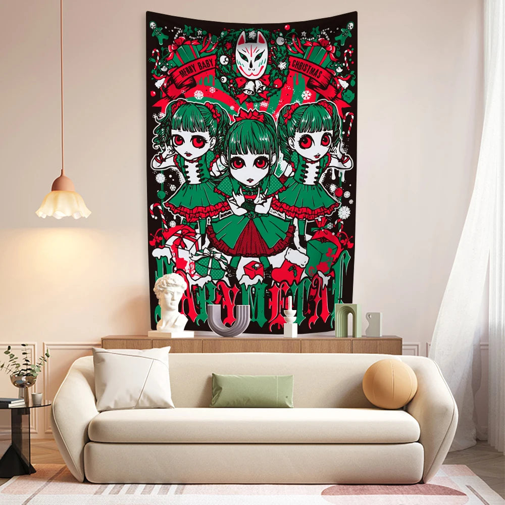 Japanese Pop Metal Band Tapestry Babymetals Wall Hanging Home Decor Aesthetics Dormitory Party Background Friend Gifts