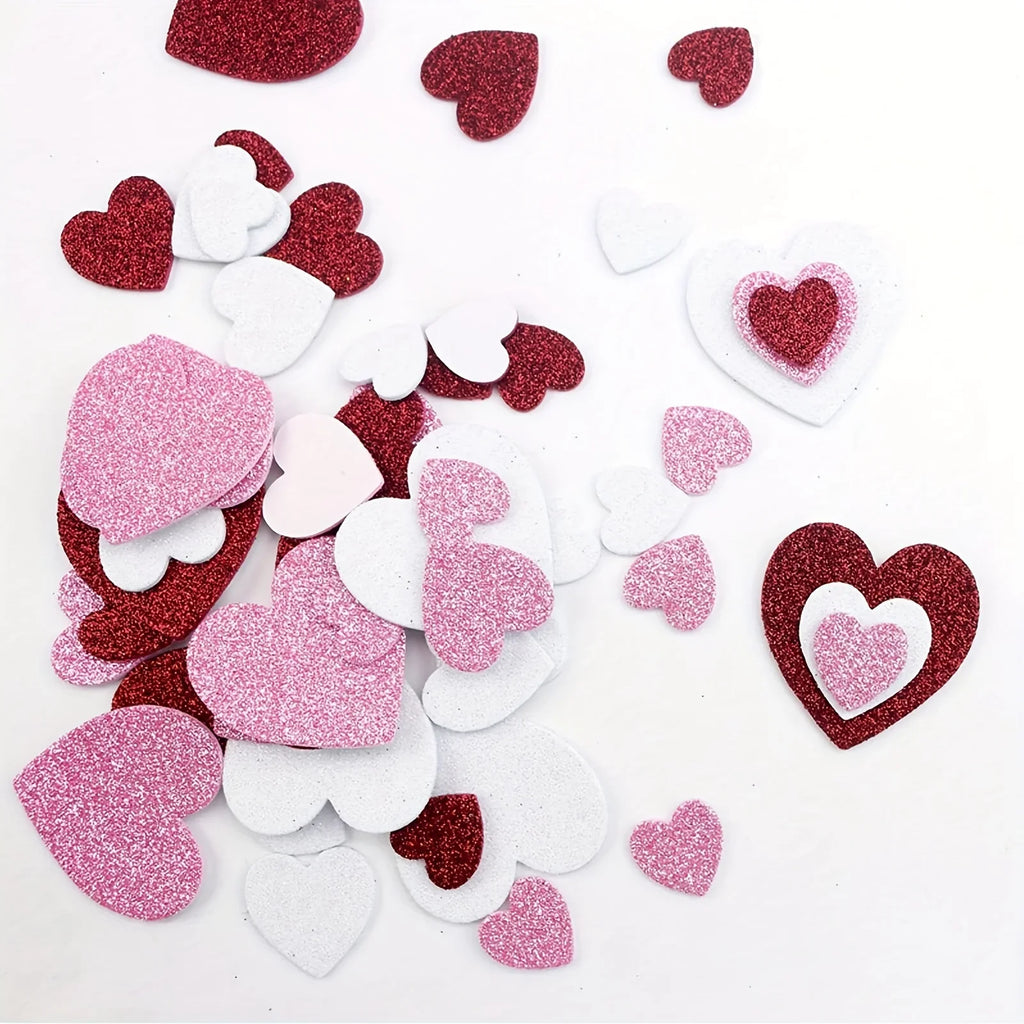 Foam Glitter Sticker DIY Love Heart Adhesive Sticker for Gift Box