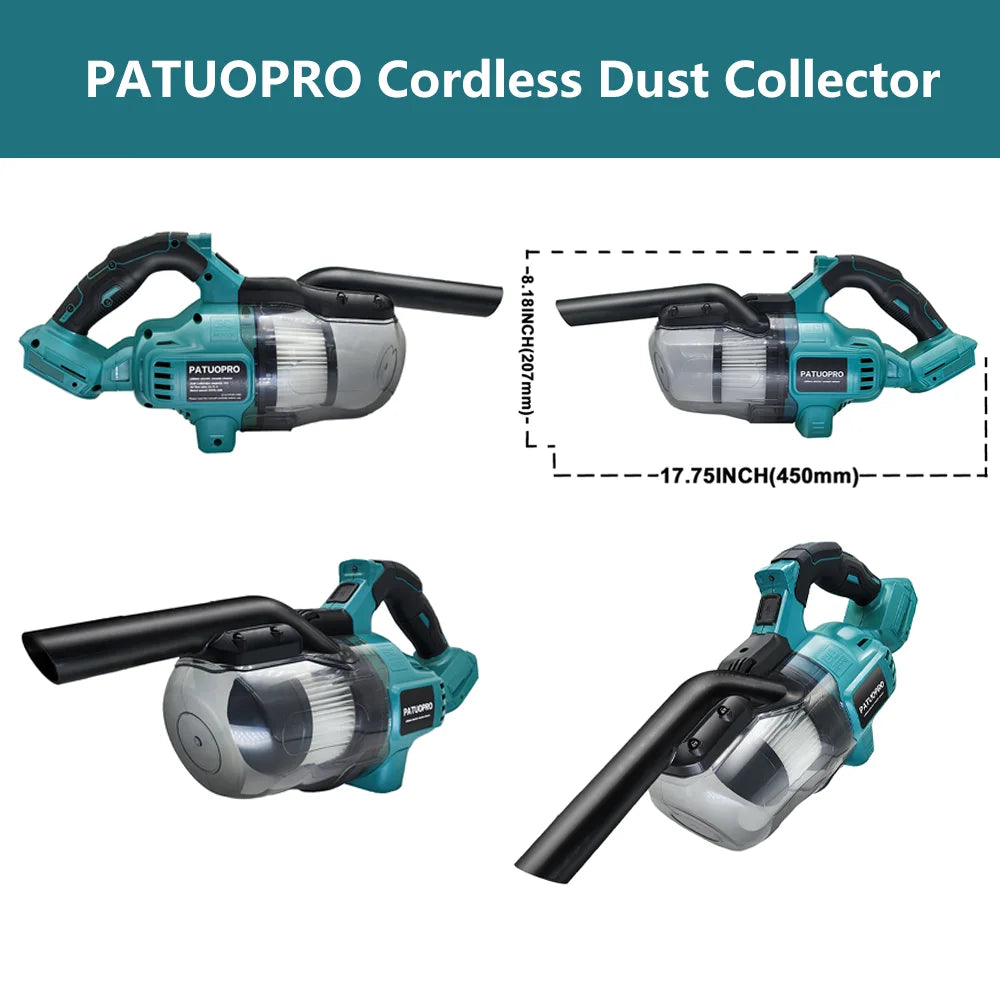 PATUOPRO Cordless Vacuum Cleaner Handheld Dust Collector Floor Carpet Car Pet Hair Cleaning Power Tool For Makita 18V Battery