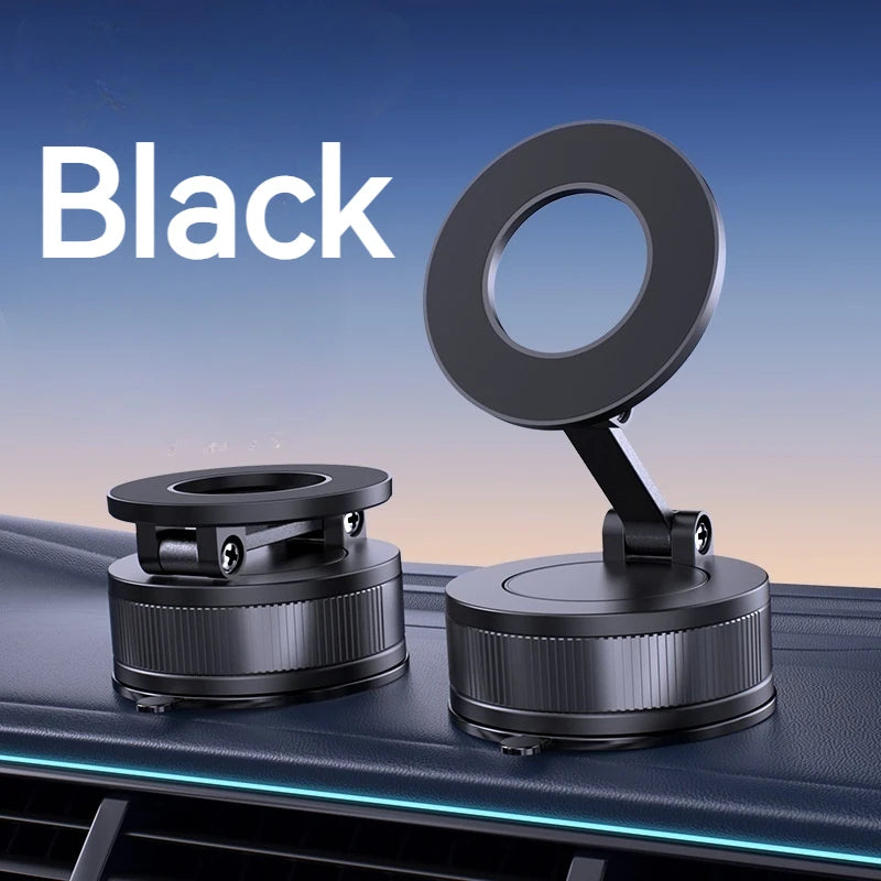 Foldable and Rotatable Metal Vacuum Suction Magnetic Car Holder Suitable for Kitchen Bath Gym Compatible with All Mobile Phones