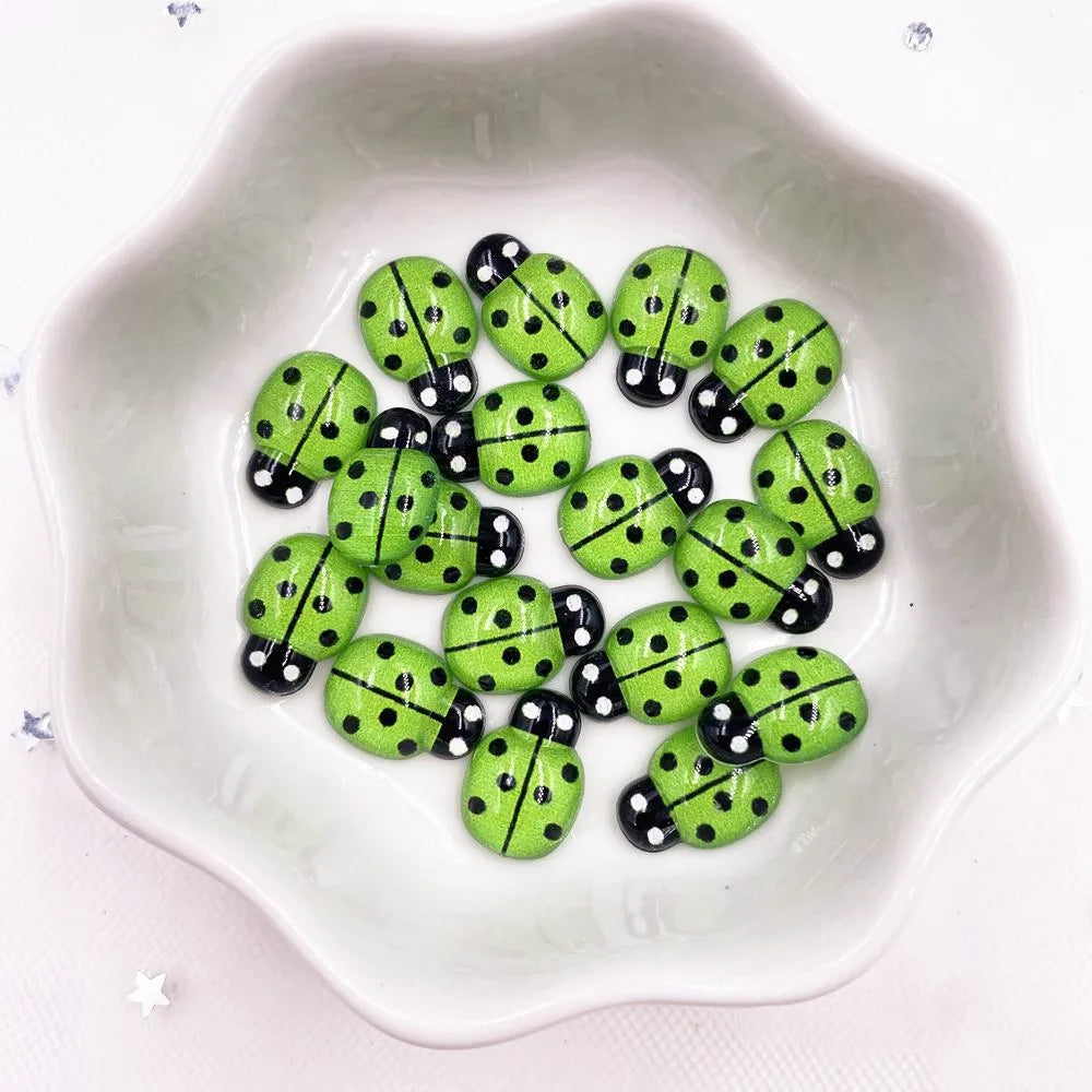 Resin 9mm*13mm Mini Cute Red Beetle Flatback Cabochon Rhinestone 60pcs DIY Scrapbook  Decor Home  Crystal Figurines Craft