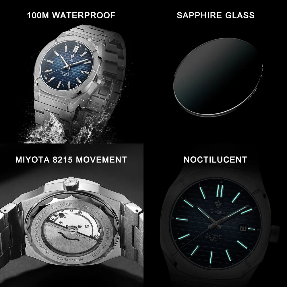 CADISEN Diver Watch Luxury Sapphire MIYOTA 8215 German Designer