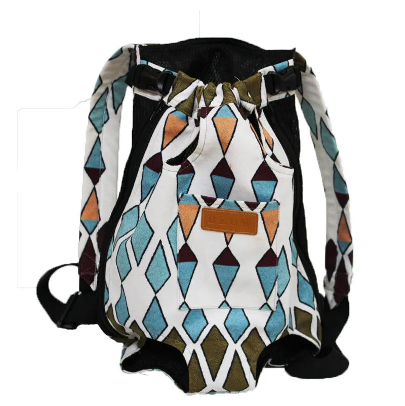 Canvas Pet Backpack Carrier For Small Medium Dog French Bulldog Chihuahua Outdoor Travel Shoulder Front Back Chest Cat Carrying