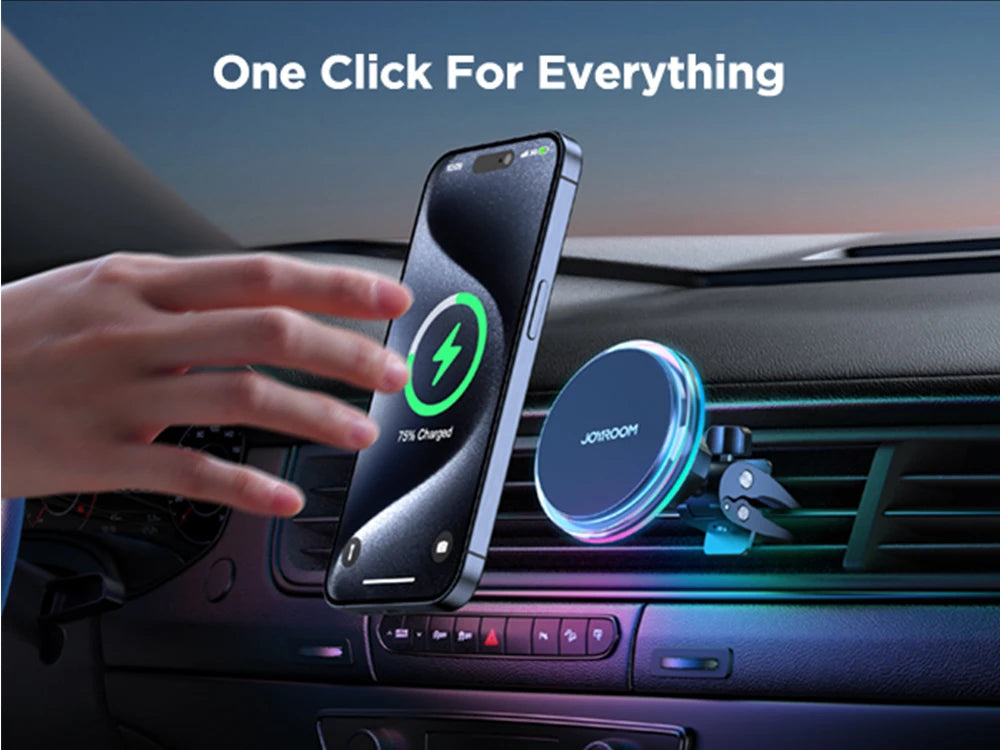 Joyroom Magnetic Car Phone Holder Colorful Wireless Charger For iPhone 15 14 13 12 Pro Max Fast Charging Car Charger Holder