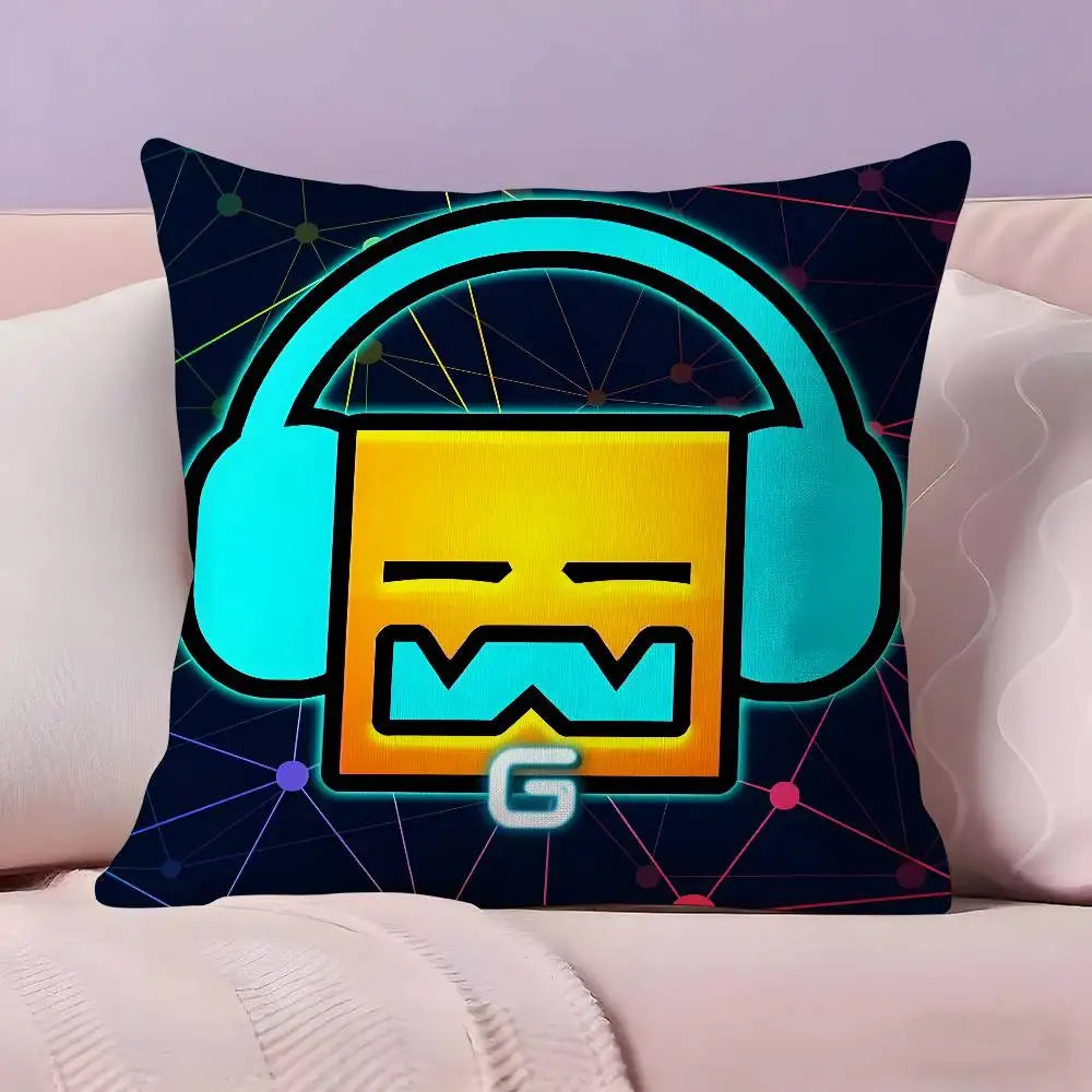 MUSIC Game Geometry Dash Pillow Case Ultra Soft Skin Friendly Fabric Cloud Like Comfort & Concealed Zipper
