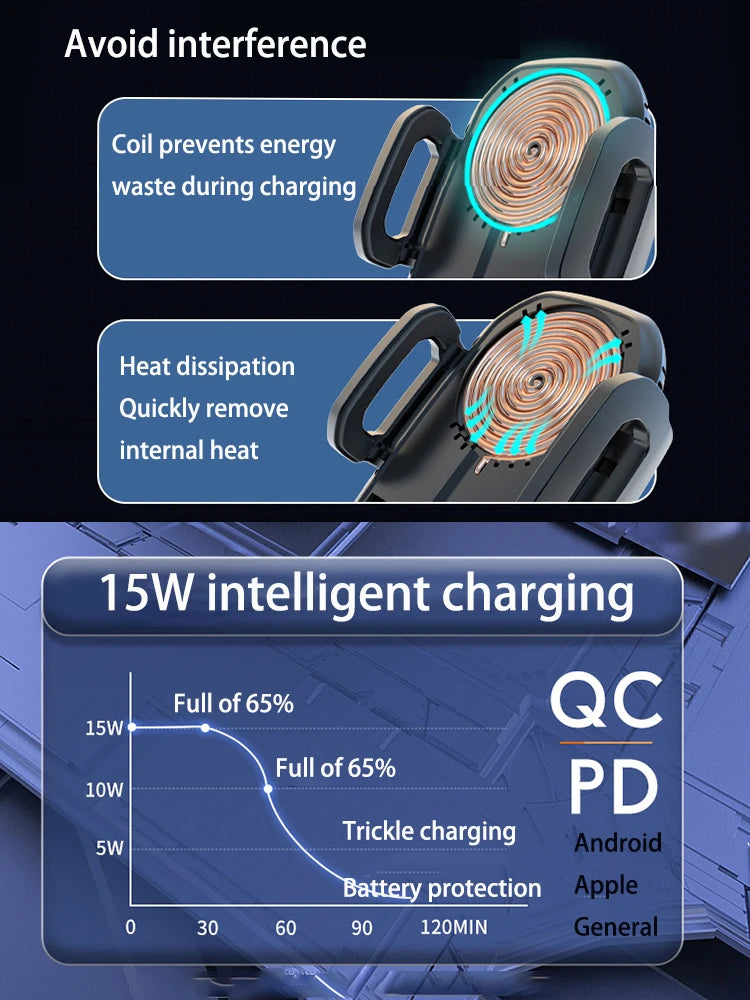 2025 15w Car wireless charger Gravity Air Vent Car Phone Mount Car Phone Holder Gravity Air Vent Car Phone Mount