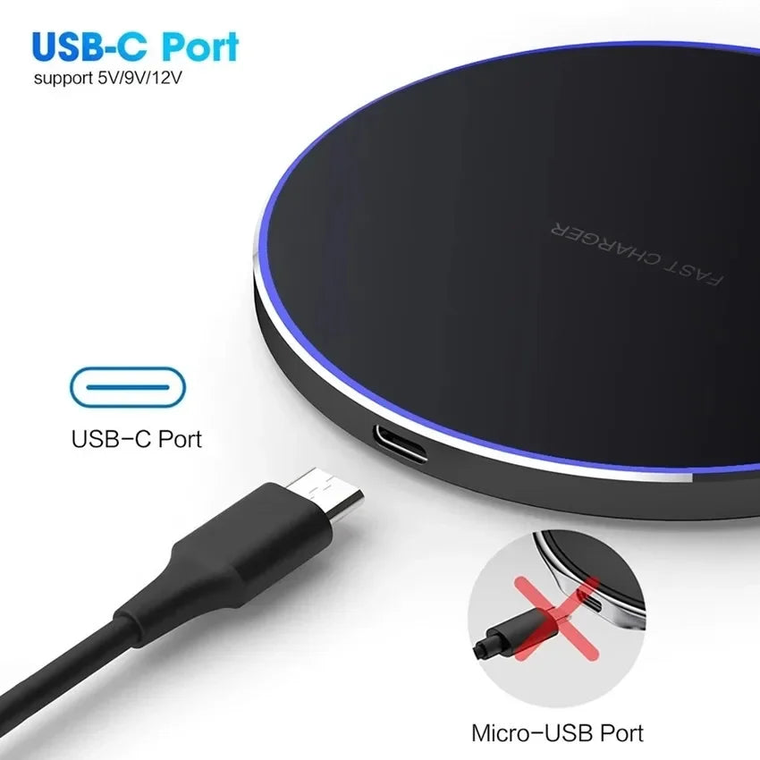 15W Wireless Charger Pad Stand for iPhone 17 16 15 14 13 12 XR Samsung S22 S21 Xiaomi Phone Chargers Fast Charging Dock Station