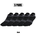 1/5 Pairs Men's Mesh Toe Socks Color Block Striped Low Cut Five Finger Running Sport Socks Breathable Anti-Bacterial Toe Socks
