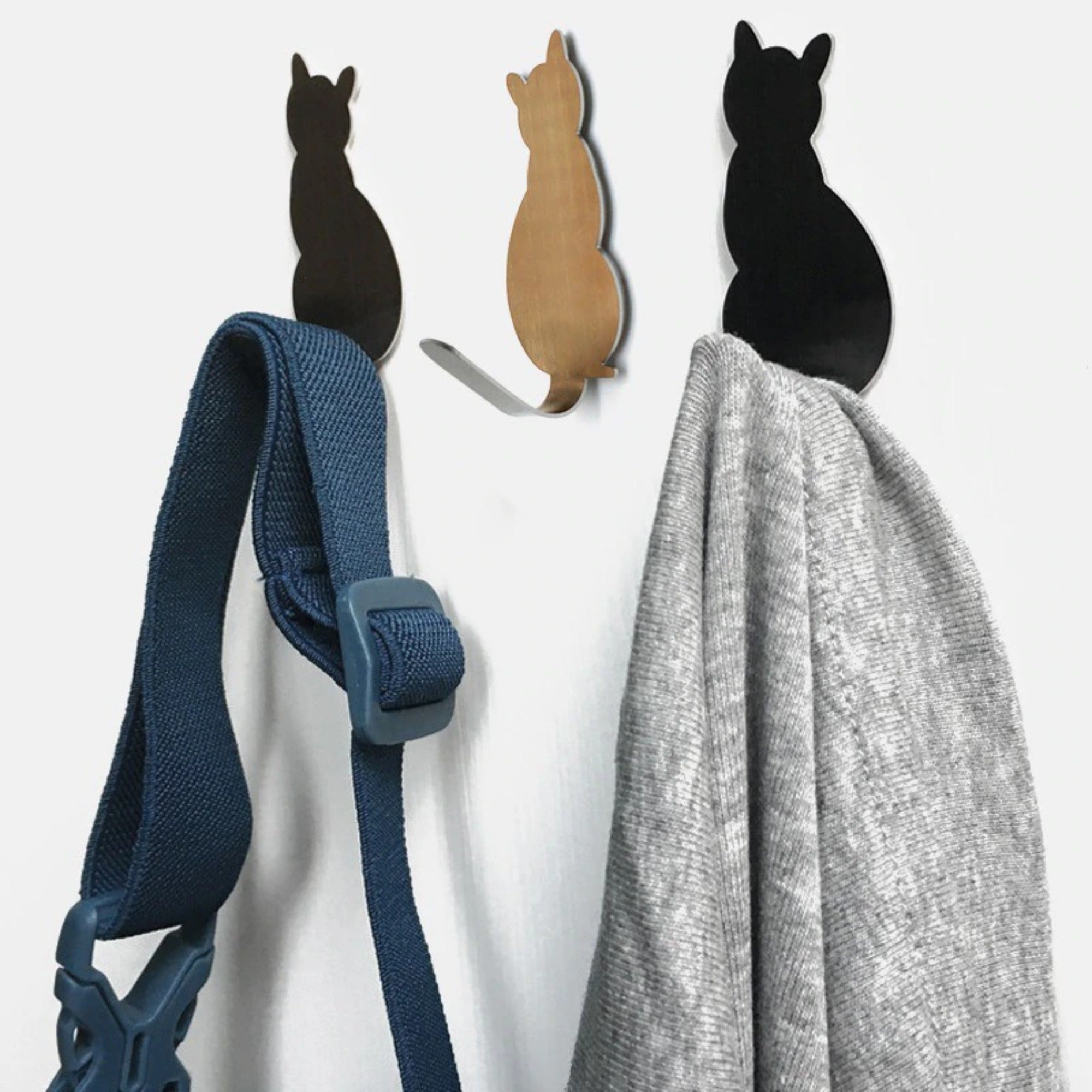 JJYY 2PCS Waterproof Strong Adhesive Hooks for Bathroom Plastic Cat Wall Sticker Wall Door Hanger For Kitchen Towel Hook
